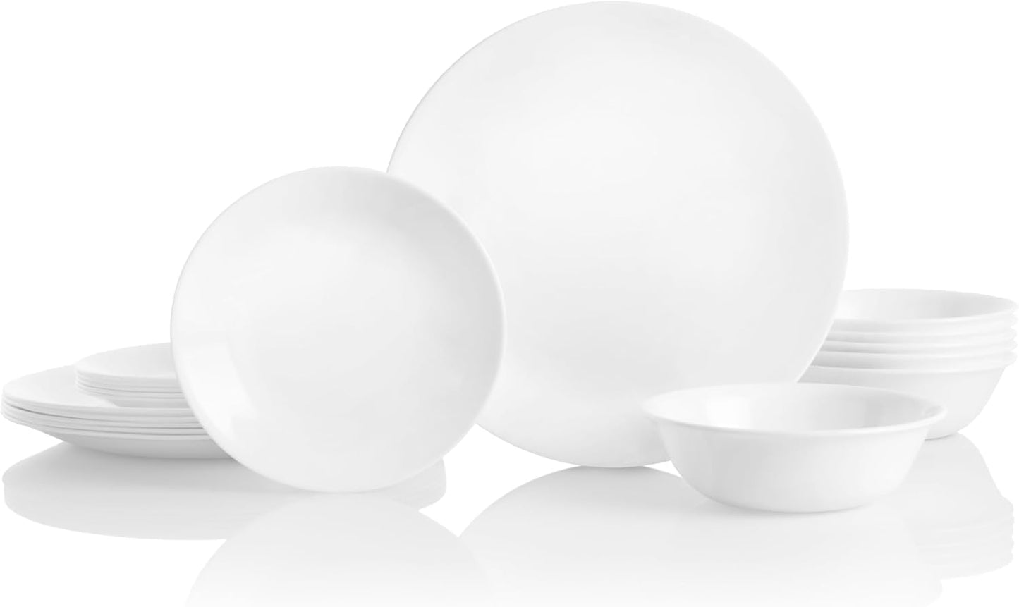 Juego de Vajilla de 18 Piezas para 6 Personas – Platos y Cuencos Resistentes con Diseño Blanco Elegante