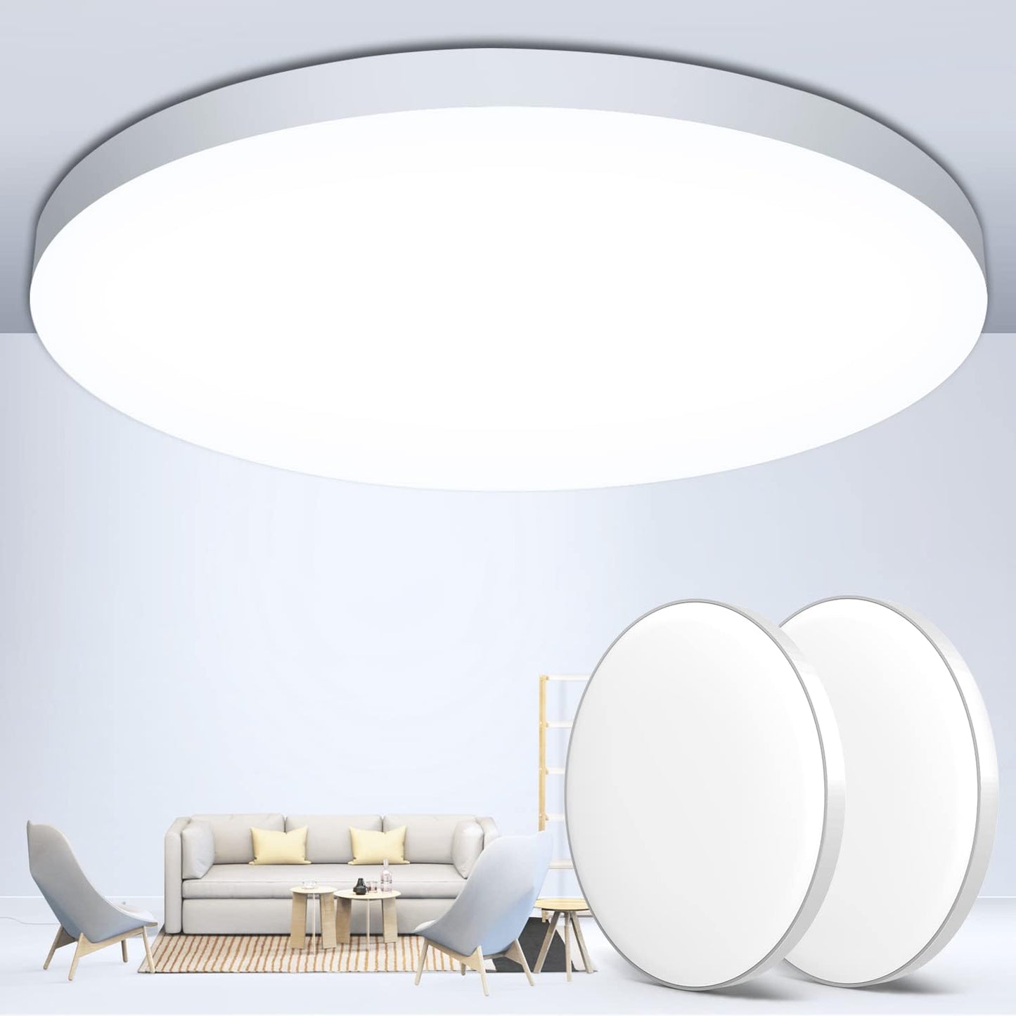 OUILA Plafón LED de Techo, 24W 2000LM 6500K, Lámpara de Techo IP44 Ø28cm, Plafones LED para Techo, Ideal para Dormitorio, Cocina, Pasillo, Baño y Sala