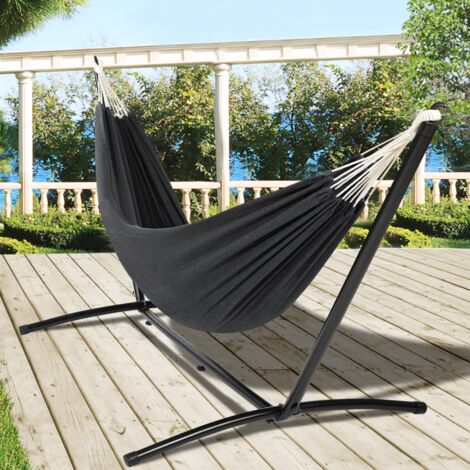 Hamaca con Soporte Metálico y Tejido Multicolor | Hamaca para Jardín, Terraza y Exterior