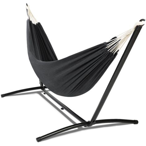 Hamaca con Soporte Metálico y Tejido Multicolor | Hamaca para Jardín, Terraza y Exterior