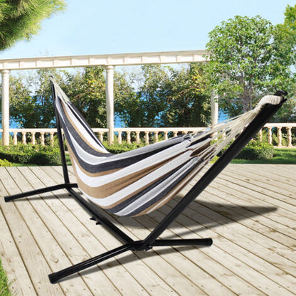 Hamaca con Soporte Metálico y Tejido Multicolor | Hamaca para Jardín, Terraza y Exterior