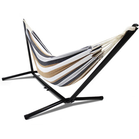 Hamaca con Soporte Metálico y Tejido Multicolor | Hamaca para Jardín, Terraza y Exterior