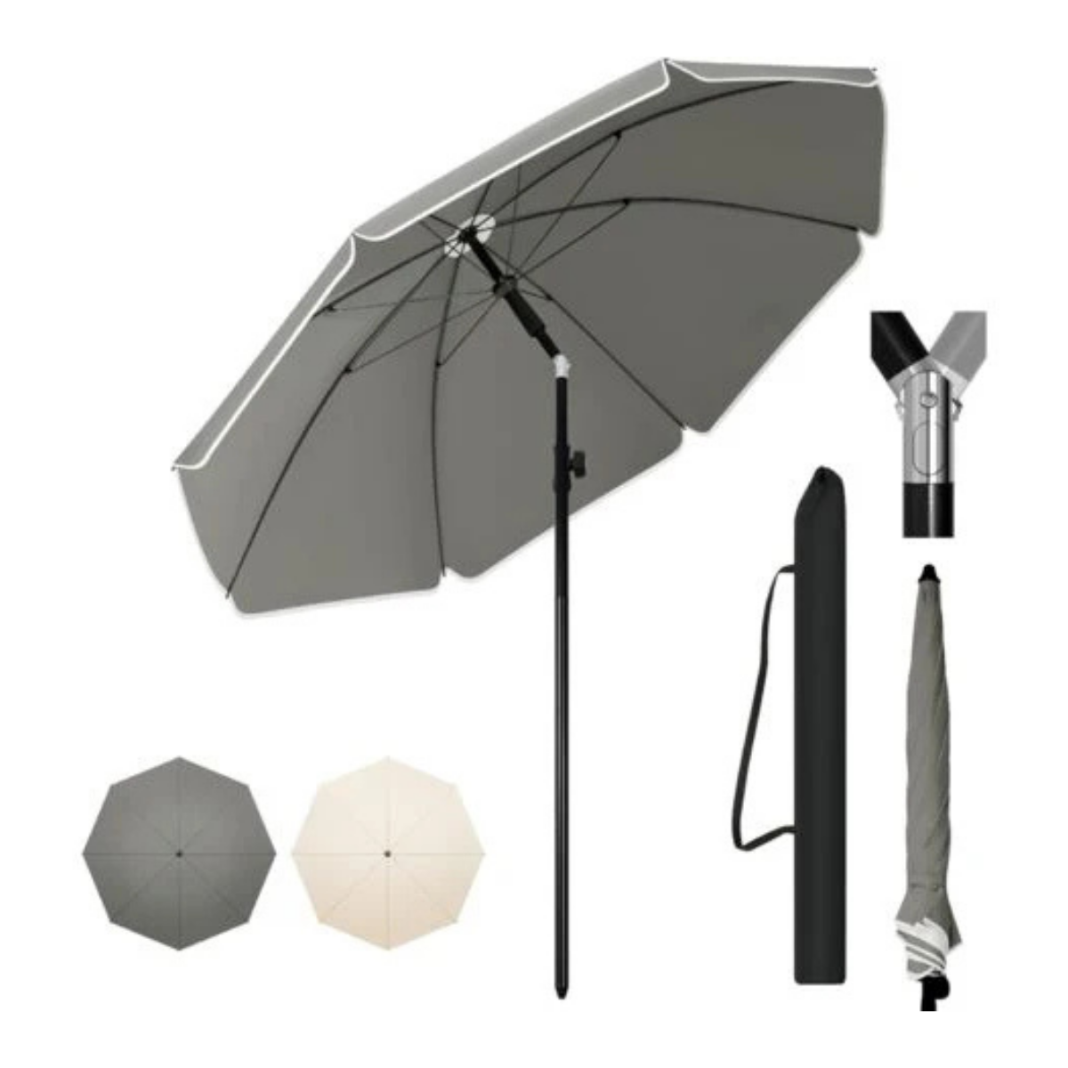 Sombrilla de Jardín Redonda Ajustable con Inclinación | Parasol Exterior para Terraza y Balcón