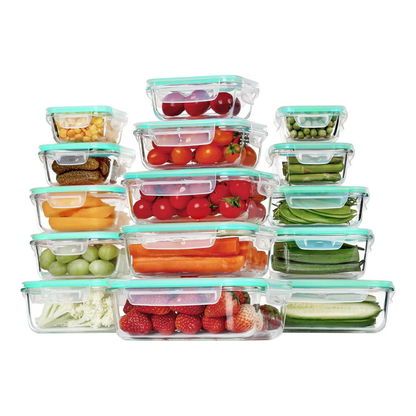 Set de Recipientes de Cristal Herméticos para Alimentos – Envases Reutilizables con Tapas, Aptos para Microondas y Lavavajillas (15 paquetes)