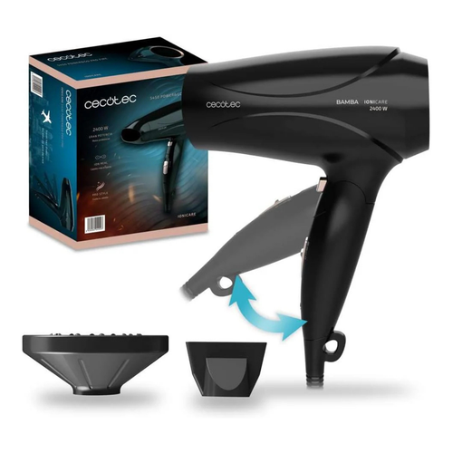 Secador de Pelo Iónico Profesional 2400W – Aire Frío, Gran Potencia y Difusor Incluido