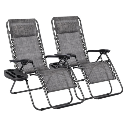Pack de 2 Tumbonas Plegables de Exterior – Reclinables con Reposacabezas y Portavasos, Hasta 150 kg