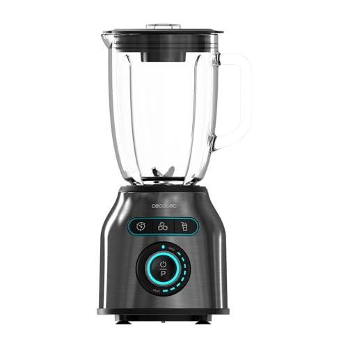 Cecotec Batidora de Vaso Power Black Titanium 2000MAX Mix Go. Potência Máxima de 2000W, Acabamentos em Acero Inoxidable, Cuchilla com Revestimento de Titanio Negro, Capacidade 1,5L