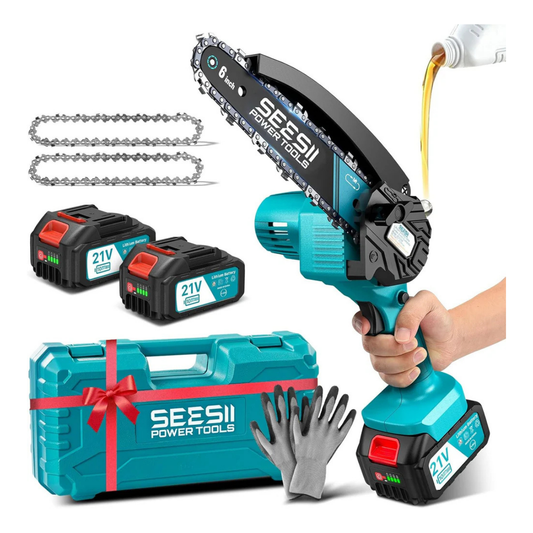 Mini Motosierra Eléctrica Inalámbrica para Jardinería – Sierra de Poda Portátil con Batería Recargable