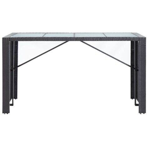 Conjunto de Bar para Jardín 9 Piezas  Mesa Alta y Sillas de Ratán Sintético para Exterior