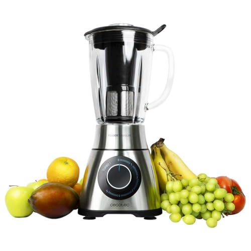 Cecotec Batidora de Vaso Power Black Titanium 2000MAX Mix Go. Potência Máxima de 2000W, Acabamentos em Acero Inoxidable, Cuchilla com Revestimento de Titanio Negro, Capacidade 1,5L