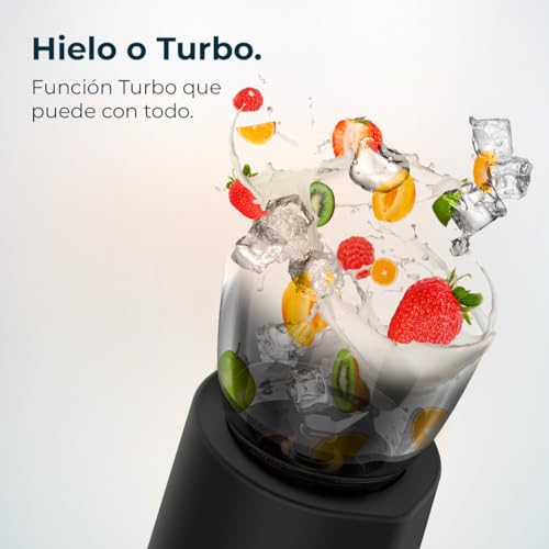 Cecotec Batidora de Vaso Power Black Titanium 2000MAX Mix Go. Potência Máxima de 2000W, Acabamentos em Acero Inoxidable, Cuchilla com Revestimento de Titanio Negro, Capacidade 1,5L