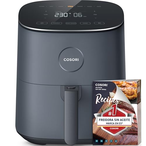 Cosori Freidora de Aire 5,5L Interior Metálico Real, Freidora de Aire Design Antioxidante, Tecnologia de Calentamiento Uniforme, 40 Receitas, Reducción de Grasas para uma Vida Saludable, Eficiencia
