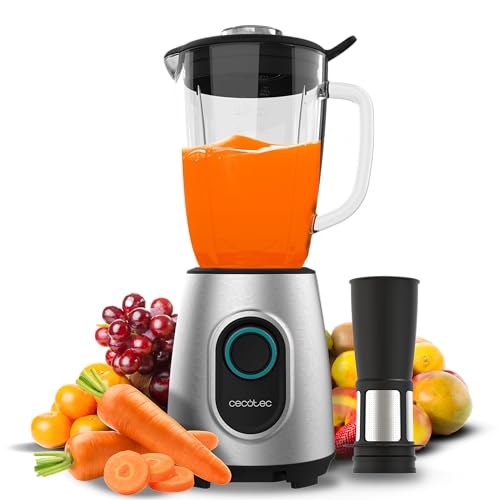 Cecotec Batidora de Vaso Power Black Titanium 2000MAX Mix Go. Potência Máxima de 2000W, Acabamentos em Acero Inoxidable, Cuchilla com Revestimento de Titanio Negro, Capacidade 1,5L