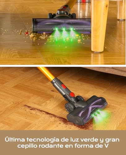 VACTechPro Aspirador sin Cable, 35kPa Aspirador de Mano, 6 em 1 Inalámbrico com 35 minutos de autonomía e batería extraíble, Aspirador Escoba Ideal para Pelo de Animais de Estimação/Tapete/Suelo Duro