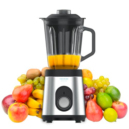 Cecotec Batidora de Vaso Power Black Titanium 2000MAX Mix Go. Potência Máxima de 2000W, Acabamentos em Acero Inoxidable, Cuchilla com Revestimento de Titanio Negro, Capacidade 1,5L