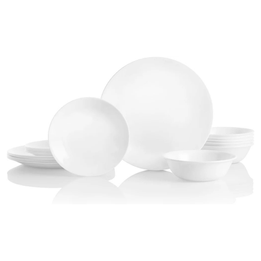 Juego de Vajilla de 18 Piezas para 6 Personas – Platos y Cuencos Resistentes con Diseño Blanco Elegante