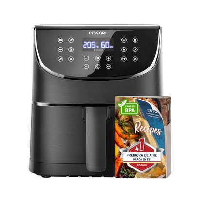 Freidora de Aire Interior Metálico Real, Air Fryer Diseño Antióxido, Tecnología Calefacción Uniforme, 40 Recetas, Reducción de Grasas para una Vida Saludable, Eficiencia Energética