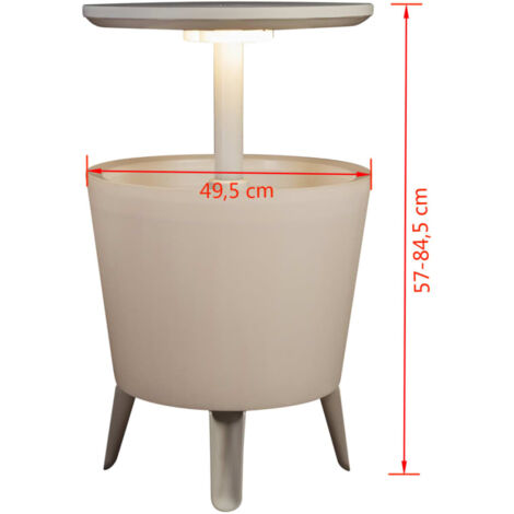 Mesa Nevera Multifuncional 39L con Iluminación LED  Mesa Auxiliar Refrigeradora para Terraza y Jardín
