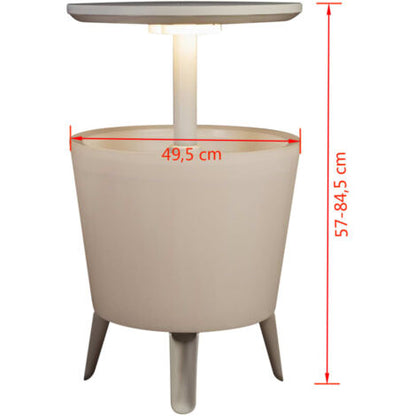 Mesa Nevera Multifuncional 39L con Iluminación LED  Mesa Auxiliar Refrigeradora para Terraza y Jardín