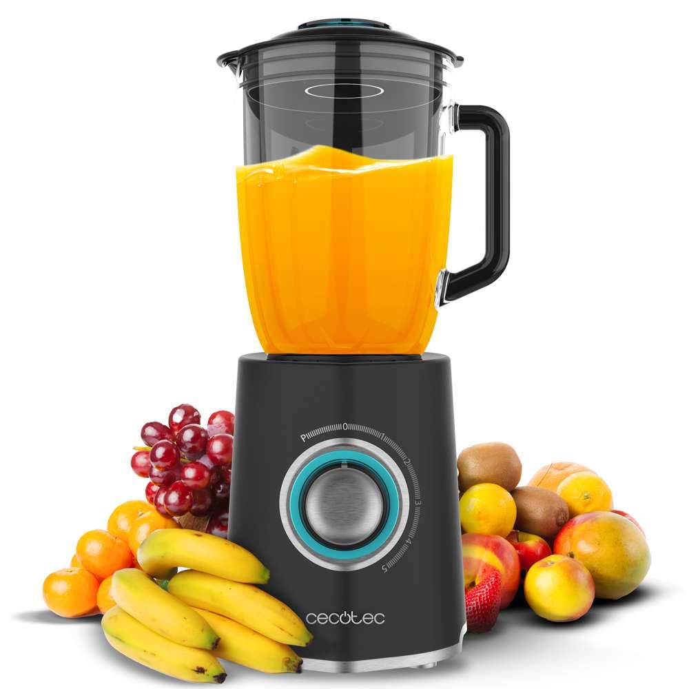 Cecotec Batidora de Vaso Power Black Titanium 2000MAX Mix Go. Potência Máxima de 2000W, Acabamentos em Acero Inoxidable, Cuchilla com Revestimento de Titanio Negro, Capacidade 1,5L