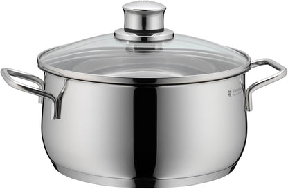 Batería de Cocina de 5 Piezas de Acero Inoxidable – Ollas Aptas para Inducción con Tapas de Cristal