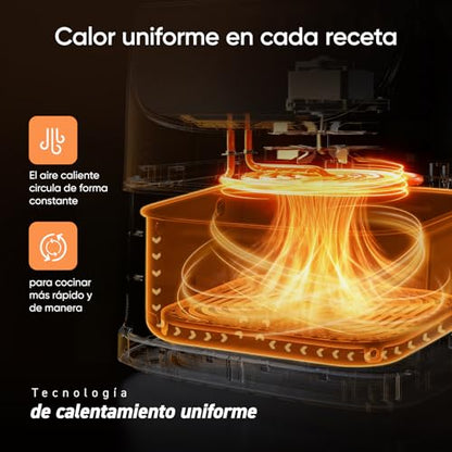 Cosori Freidora de Aire 5,5L Interior Metálico Real, Freidora de Aire Design Antioxidante, Tecnologia de Calentamiento Uniforme, 40 Receitas, Reducción de Grasas para uma Vida Saludable, Eficiencia