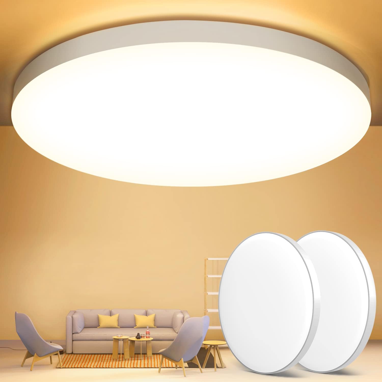 OUILA Plafón LED de Techo, 24W 2000LM 6500K, Lámpara de Techo IP44 Ø28cm, Plafones LED para Techo, Ideal para Dormitorio, Cocina, Pasillo, Baño y Sala