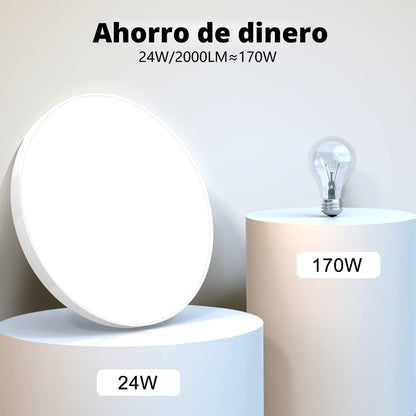 Plafón LED de Techo 24W – 2000LM, IP44, Luz Moderna para Dormitorio, Cocina y Baño