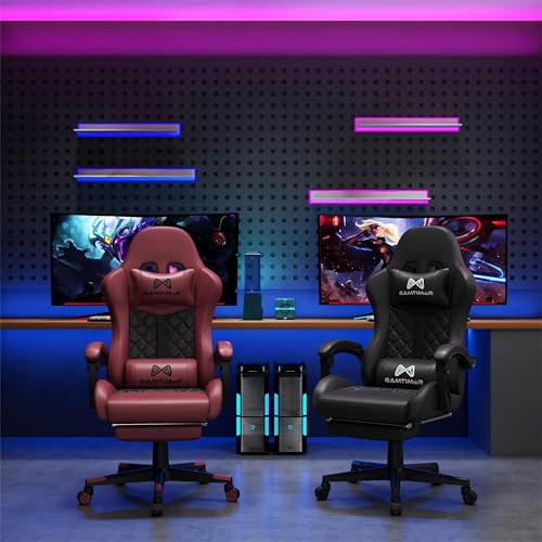 Gamtimer Silla para videojuegos, silla para adultos de 400 libras, silla de conputadora de respaldo alto con reposapiés y reposabrazos vinculados, silla de videojuegos de oficina con soporte lumbar