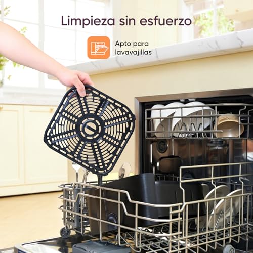 Cosori Freidora de Aire 5,5L Interior Metálico Real, Freidora de Aire Design Antioxidante, Tecnologia de Calentamiento Uniforme, 40 Receitas, Reducción de Grasas para uma Vida Saludable, Eficiencia