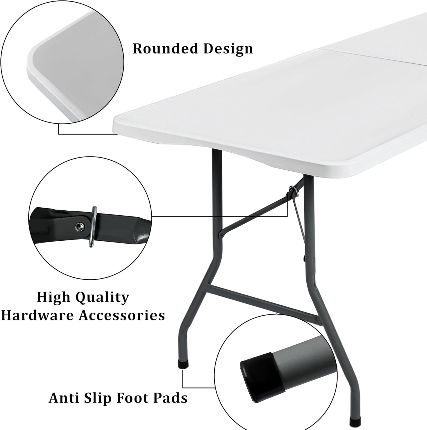 Mesa Plegable Portátil 180x70 cm – Mesa Rectangular para Camping, Jardín, Eventos y Reuniones