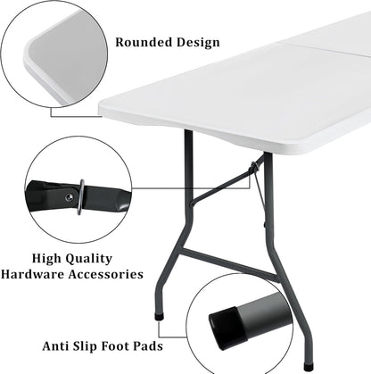 Mesa Plegable Portátil 180x70 cm – Mesa Rectangular para Camping, Jardín, Eventos y Reuniones
