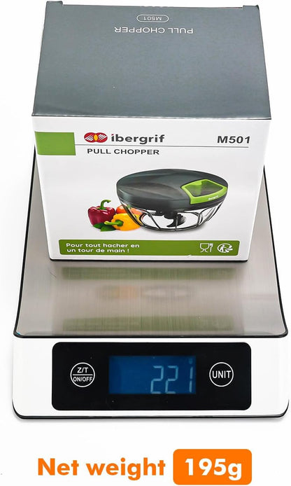 Picadora Manual de Alimentos Multifuncional – Cortador para Cebolla, Ajo y Verduras con Sistema de Tirador