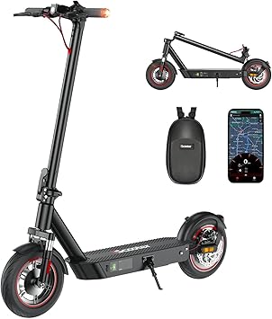 Patinete Eléctrico iScooter, Neumáticos de 10” con Autonomía de 40-50 km para Adultos, Modelo i9MAX/i10Plus de Alta Velocidad, Patinete Plegable con Aplicación Móvil, 3/4 Modos de Velocidad y Doble Amortiguación