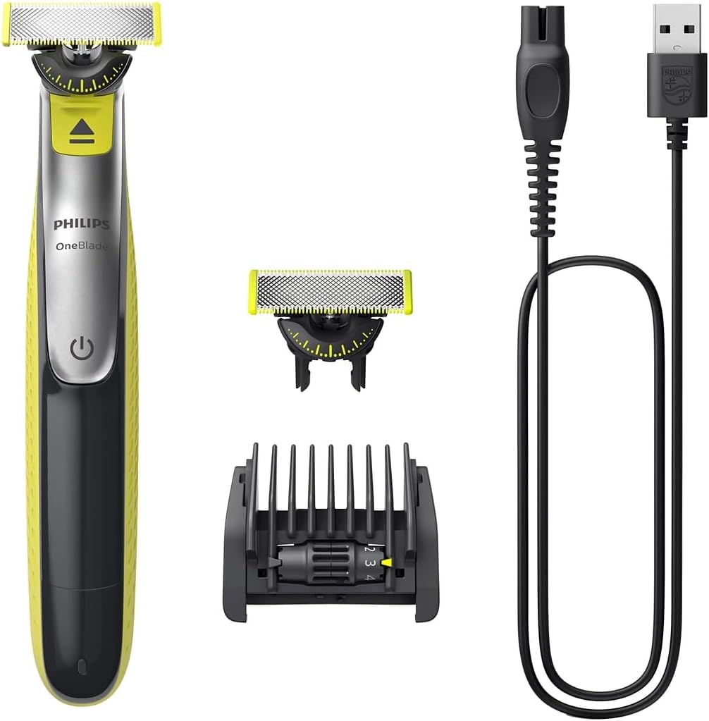 Afeitadora Philips OneBlade 360 para rostro, recortadora y afeitadora eléctrica híbrida 5 en 1 con peine para barba, modelo QP2730/20