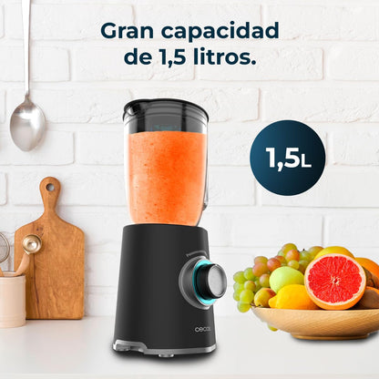 Cecotec Batidora de Vaso Power Black Titanium 2000MAX Mix Go. Potência Máxima de 2000W, Acabamentos em Acero Inoxidable, Cuchilla com Revestimento de Titanio Negro, Capacidade 1,5L