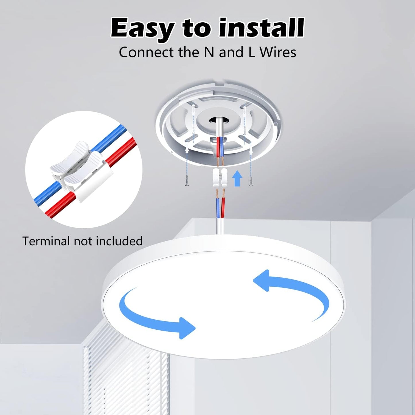 Plafón LED de Techo 24W – 2000LM, IP44, Luz Moderna para Dormitorio, Cocina y Baño