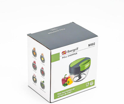 Picadora Manual de Alimentos Multifuncional – Cortador para Cebolla, Ajo y Verduras con Sistema de Tirador