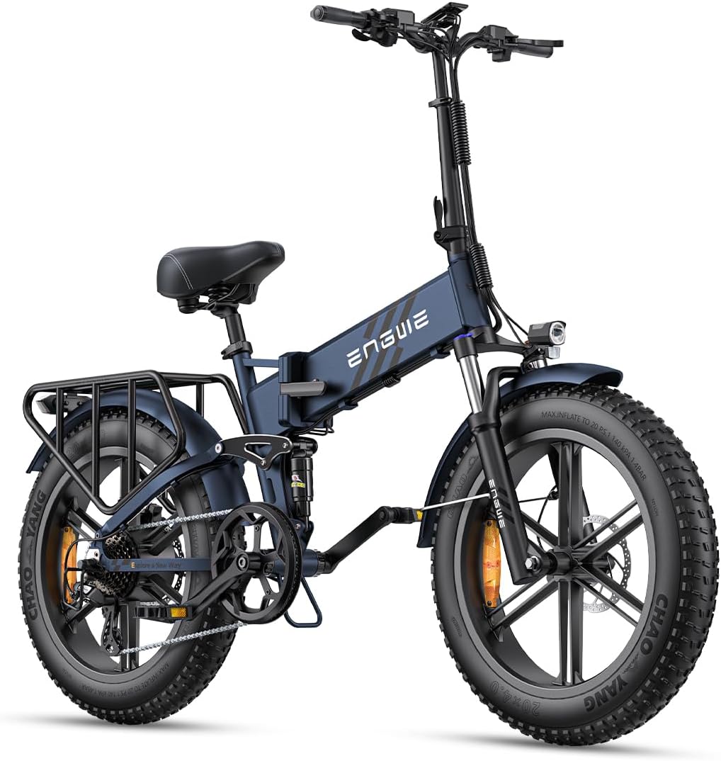 ENGWE Bicicleta Eléctrica Plegable | Batería de 768Wh 16AH con Autonomía de 110KM | Neumáticos Anchos 20" × 4.0" | Sensor de Par | Suspensión Total | 8 Velocidades | Motor Pro 2.0