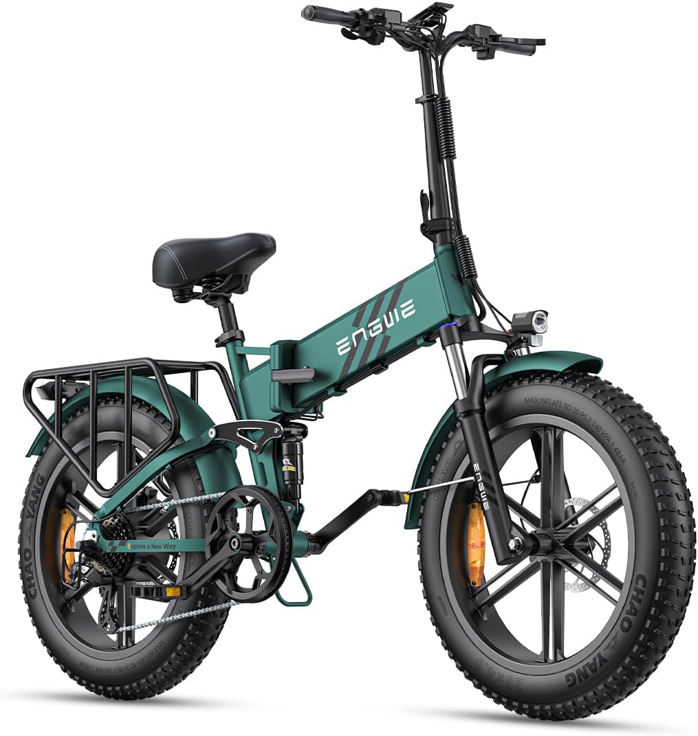 ENGWE Bicicleta Eléctrica Plegable | Batería de 768Wh 16AH con Autonomía de 110KM | Neumáticos Anchos 20" × 4.0" | Sensor de Par | Suspensión Total | 8 Velocidades | Motor Pro 2.0