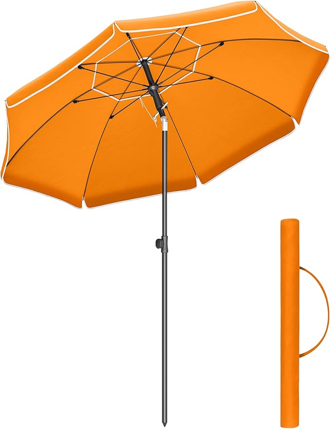 Sombrilla de Playa y Jardín 200 cm – Protección UPF 50+, Inclinación Ajustable y Altura Regulable con Bolsa de Transporte