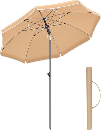 Sombrilla de Playa y Jardín 200 cm – Protección UPF 50+, Inclinación Ajustable y Altura Regulable con Bolsa de Transporte