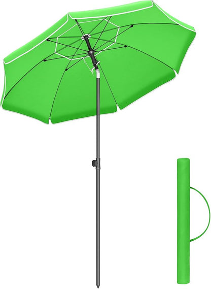 Sombrilla de Playa y Jardín 200 cm – Protección UPF 50+, Inclinación Ajustable y Altura Regulable con Bolsa de Transporte