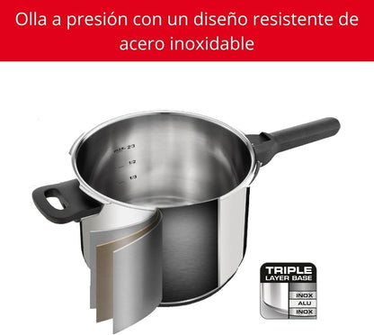 Olla a Presión 6L de Acero Inoxidable – Cocción Rápida, Ahorro de Energía y Sistema de Seguridad 5 Puntos