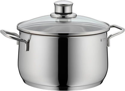 Batería de Cocina de 5 Piezas de Acero Inoxidable – Ollas Aptas para Inducción con Tapas de Cristal