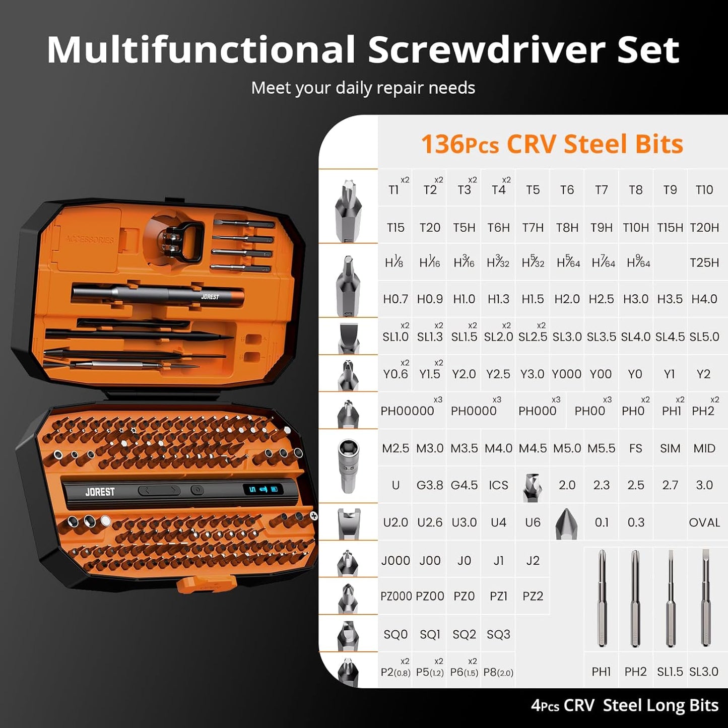 Kit de Destornillador de Precisión 155 en 1 – Mini Destornillador Eléctrico y Manual para Electrónica