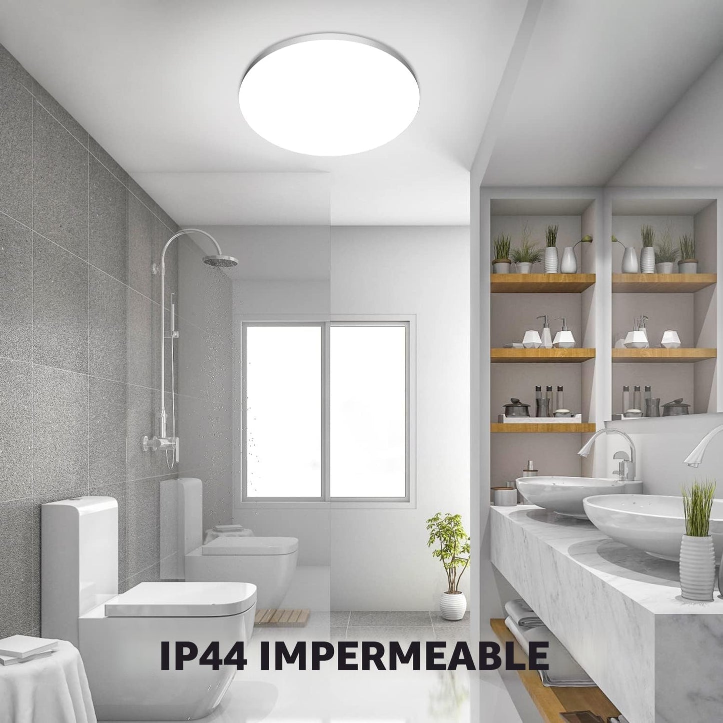 Plafón LED de Techo 24W – 2000LM, IP44, Luz Moderna para Dormitorio, Cocina y Baño