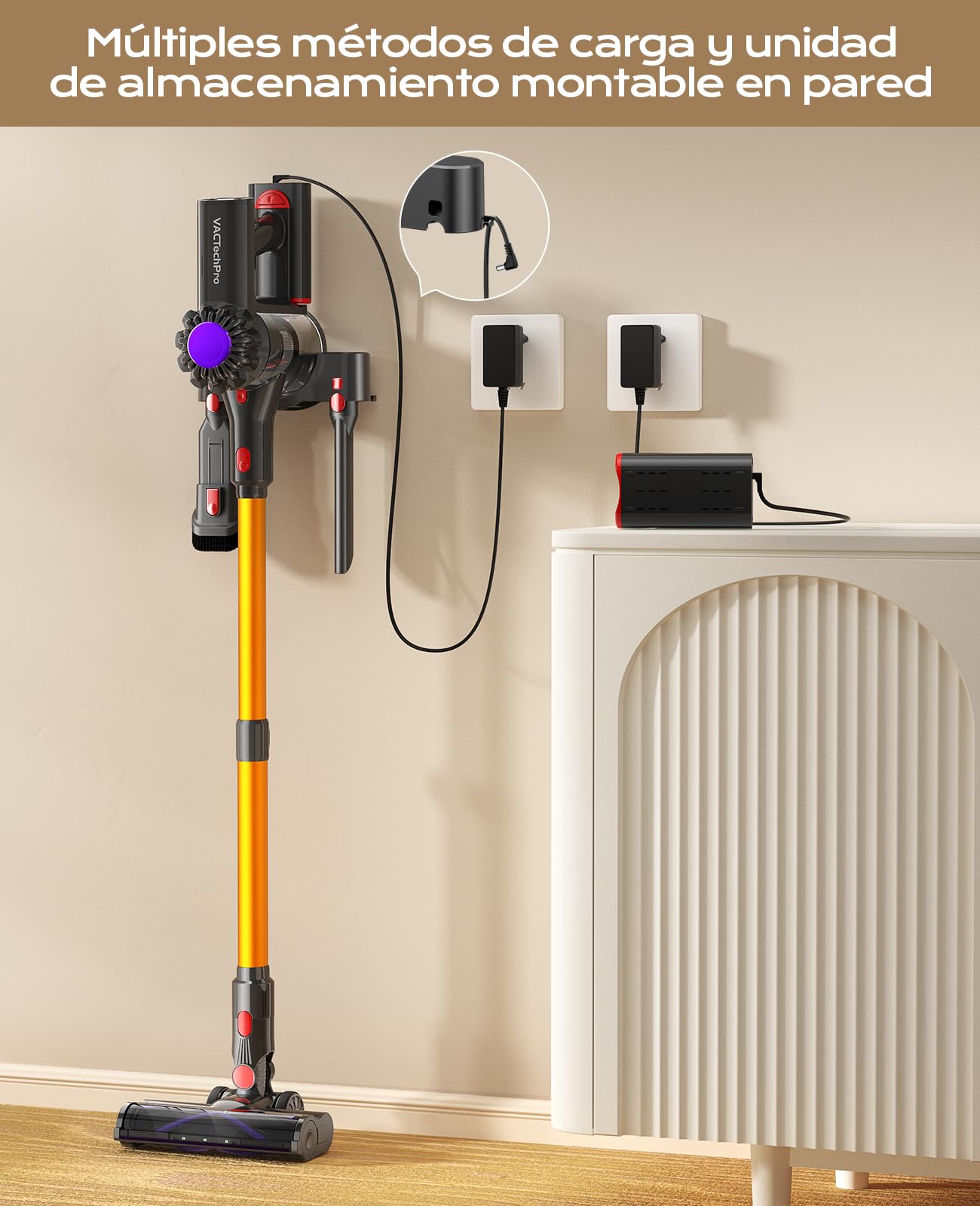 VACTechPro Aspirador sin Cable, 35kPa Aspirador de Mano, 6 em 1 Inalámbrico com 35 minutos de autonomía e batería extraíble, Aspirador Escoba Ideal para Pelo de Animais de Estimação/Tapete/Suelo Duro