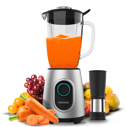 Cecotec Batidora de Vaso Power Black Titanium 2000MAX Mix Go. Potência Máxima de 2000W, Acabamentos em Acero Inoxidable, Cuchilla com Revestimento de Titanio Negro, Capacidade 1,5L