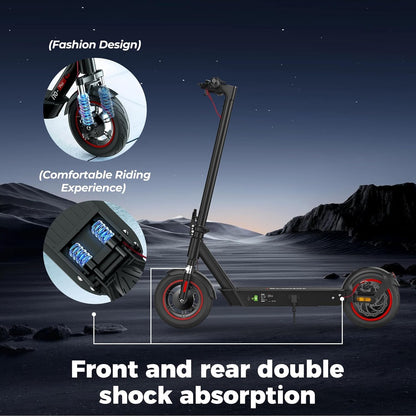 Patinete Eléctrico Plegable para Adultos – Autonomía 40–50 km, Ruedas 10”, Doble Suspensión y Control por App